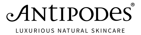 Logo for Antipodes with their slogan luxurious natural skincare.