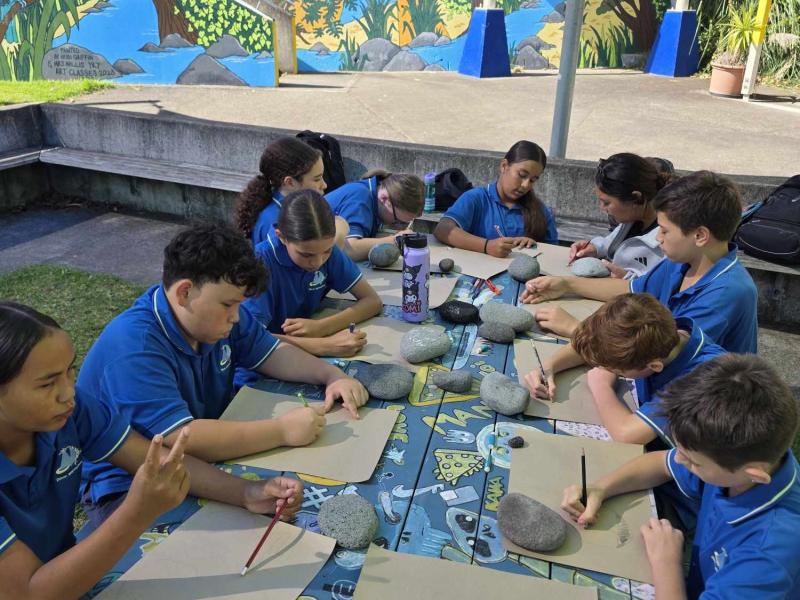 School children working on installation